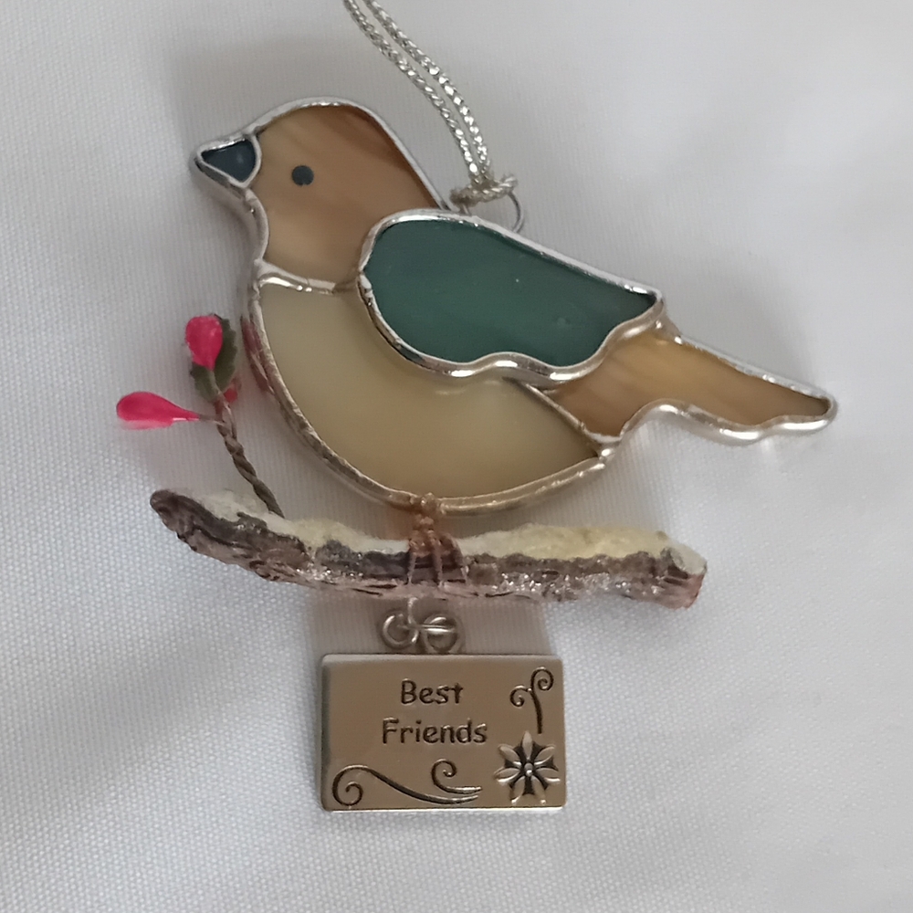 Stained Glass Bird Ornament - Best Friends - Multicolor